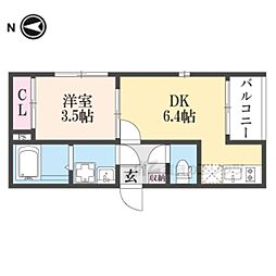 京都地下鉄東西線 東野駅 徒歩8分の賃貸アパート 2階1DKの間取り