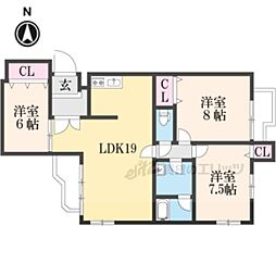 エギュー・ド・ブランシェ 4階3LDKの間取り