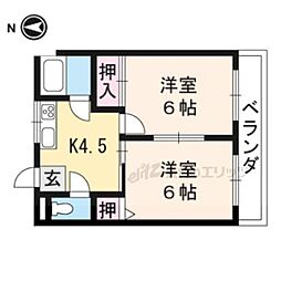 レジデンスミナミ 2階2DKの間取り