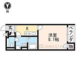 クレイノアローウェアハウス 1階1Kの間取り