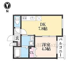 グランツ東福寺 1LDKの間取図画像