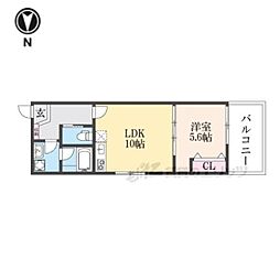 京都市営烏丸線 四条駅 徒歩10分の賃貸マンション 2階1LDKの間取り