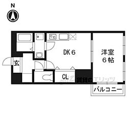 プレステージ翼 3階1DKの間取り
