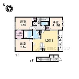 セジュール若葉台 2階3LDKの間取り