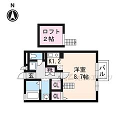 シティパル 2階1Kの間取り