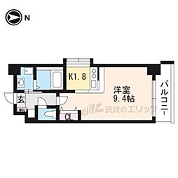 JR東海道・山陽本線 大津駅 徒歩5分の賃貸マンション 9階ワンルームの間取り