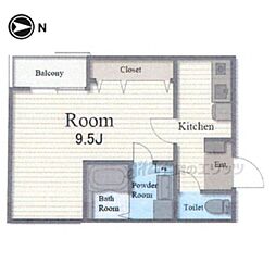 Ｒｉｔａ椥辻 3階1Kの間取り