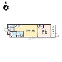 LEI椥辻 1LDKの間取図画像
