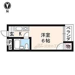 京都地下鉄東西線 椥辻駅 徒歩3分の賃貸マンション 1階ワンルームの間取り