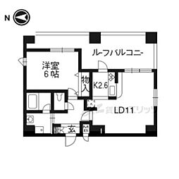 京都市営烏丸線 四条駅 徒歩3分の賃貸マンション 13階1LDKの間取り