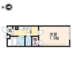 レオパレス山科御陵 1階1Kの間取り