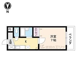 ハイツ学園通り 2階1Kの間取り