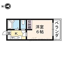 タウンズホワイト 1階1Kの間取り