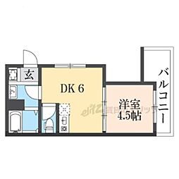 京阪本線 祇園四条駅 徒歩1分の賃貸アパート 3階1DKの間取り