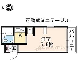 京阪本線 清水五条駅 徒歩15分の賃貸マンション 1階1Kの間取り