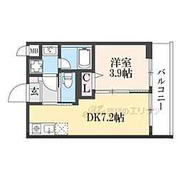 仮）西野岸ノ下町アパート 203 2階1DKの間取り