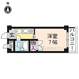 京阪本線 神宮丸太町駅 徒歩4分の賃貸マンション 3階1Kの間取り