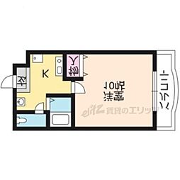 叡山電鉄叡山本線 元田中駅 徒歩15分の賃貸マンション 3階1Kの間取り