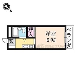 山科イーストハイツ ワンルームの間取図画像