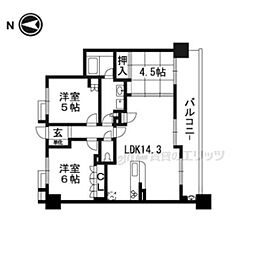 サンクタス大津ヴィラージォ502号室 5階3LDKの間取り
