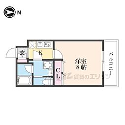 京阪本線 出町柳駅 徒歩19分の賃貸マンション 5階1Kの間取り