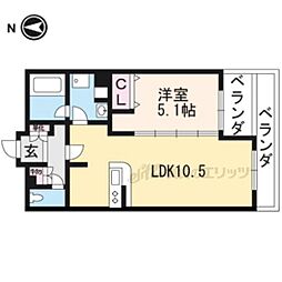 ヴィラ聖護院 1LDKの間取図画像