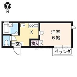 パフィオ聖護院 1Kの間取図画像