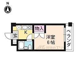 プレステージ御陵 1Kの間取図画像