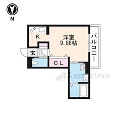 リバーハイツ3 ワンルームの間取図画像