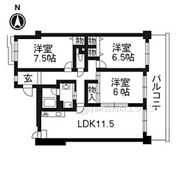 ライオンズマンション山科小野 3LDKの間取図画像