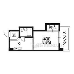 万里小路アベニュー 1Kの間取図画像