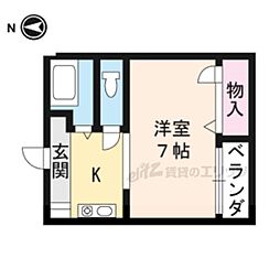 レイク唐橋 1Kの間取図画像