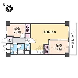 山科不二サンハイツ 2LDKの間取図画像