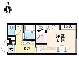 レオパレス大宅 1Kの間取図画像