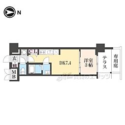 プレサンス京都東寺 1DKの間取図画像