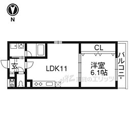 カサドラーダ九条烏丸 1LDKの間取図画像