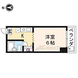 ル・ヴェール清水西 1Kの間取図画像