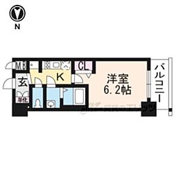 プレサンスTHEKYOTO粋都 1Kの間取図画像
