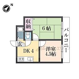 ハイツ東山 2DKの間取図画像