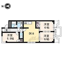 ハイツ山科 3LDKの間取図画像