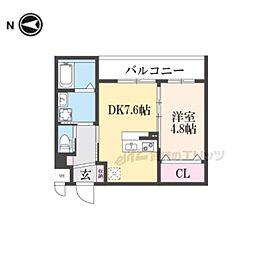 LEI CORT椥辻I 1DKの間取図画像