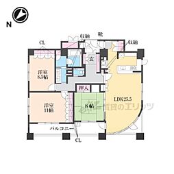 リーガル京都四条河原町通り2 3LDKの間取図画像