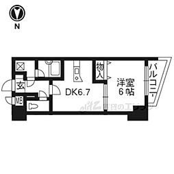 エスリード京都河原町 1DKの間取図画像