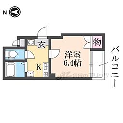 バインオークセント 1Kの間取図画像