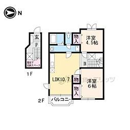 アウローラ比叡1 2LDKの間取図画像