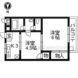 松井マンション 2Kの間取図画像