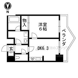 四条大宮シャトー朝日 1LDKの間取図画像