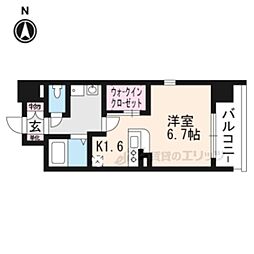 アスヴェル京都烏丸五条 ワンルームの間取図画像