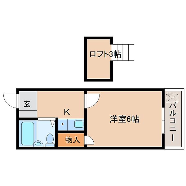 奈良県奈良市法蓮町(賃貸アパート1K・2階・16.90㎡)の写真 その2