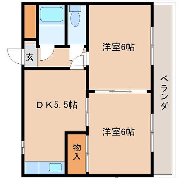 奈良県奈良市法蓮町(賃貸アパート2DK・1階・43.00㎡)の写真 その2